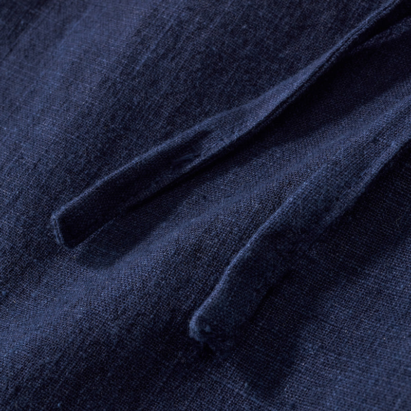 ネイビー ハルオ リネンドローストリングパンツ