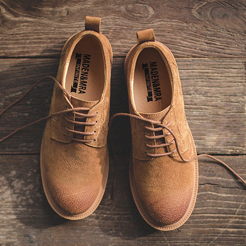 ブラウン カズオ スエードレザーダービーシューズ