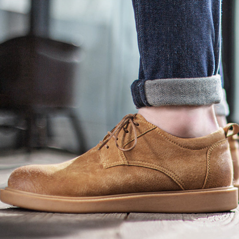 ブラウン カズオ スエードレザーダービーシューズ