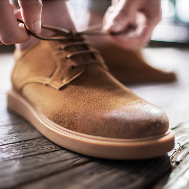 ブラウン カズオ スエードレザーダービーシューズ