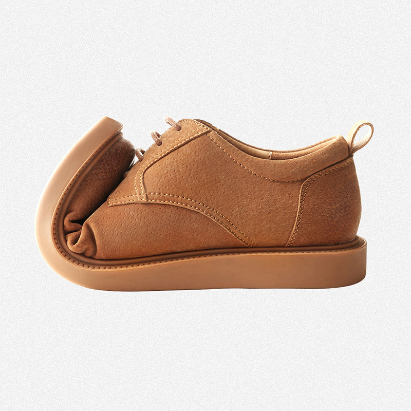 ブラウン カズオ スエードレザーダービーシューズ