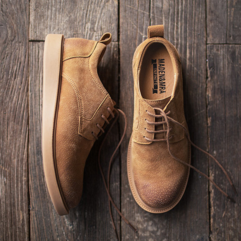 ブラウン カズオ スエードレザーダービーシューズ