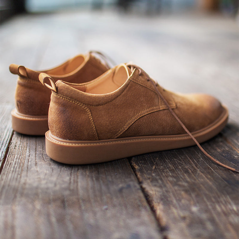 ブラウン カズオ スエードレザーダービーシューズ