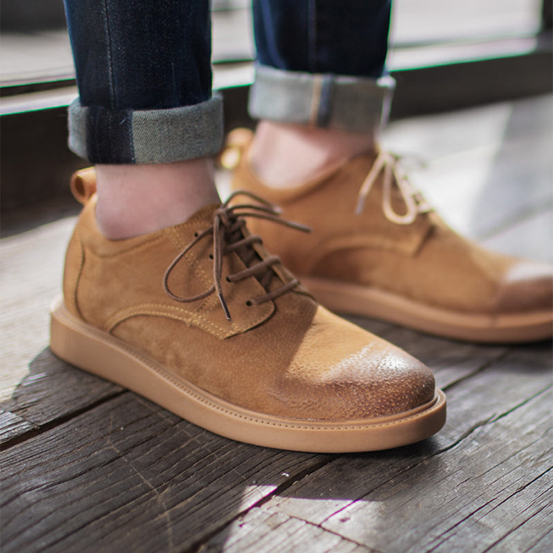 ブラウン カズオ スエードレザーダービーシューズ