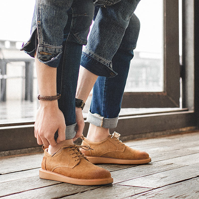 ブラウン カズオ スエードレザーダービーシューズ