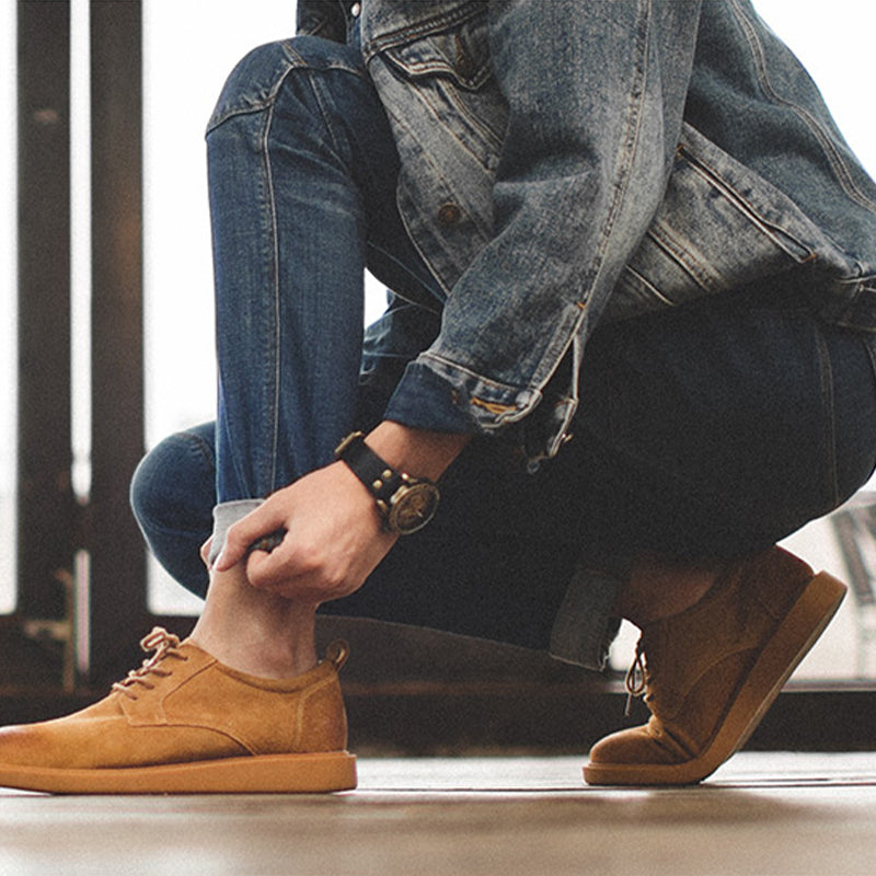 ブラウン カズオ スエードレザーダービーシューズ