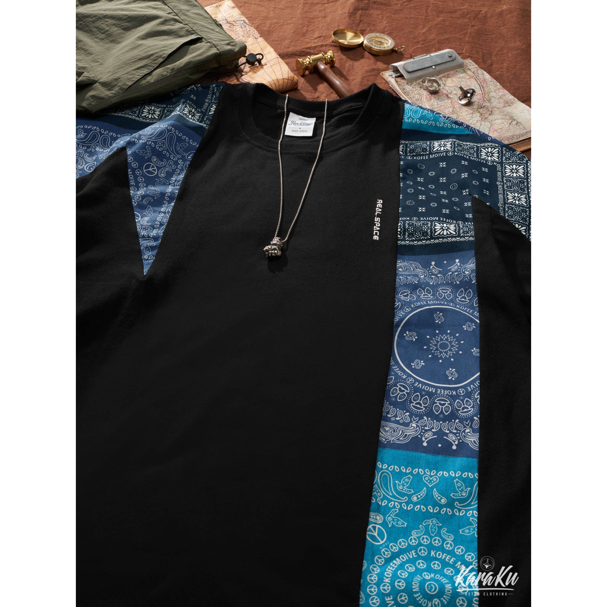 バンダナスリーブ パッチワークTシャツ