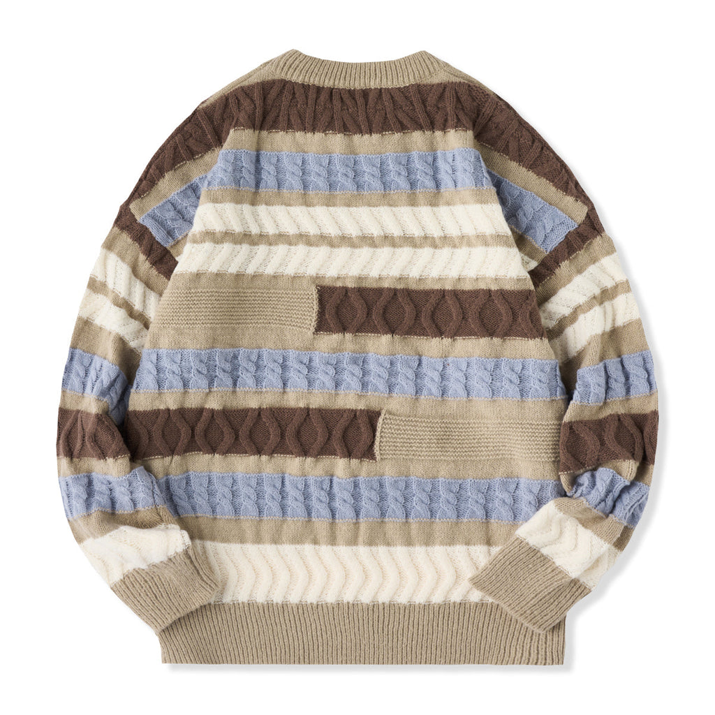 ハルキ パッチワーク ボーダーニットセーター