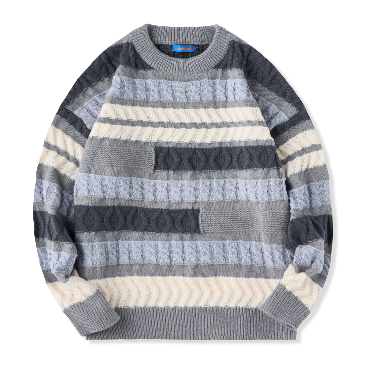 ハルキ パッチワーク ボーダーニットセーター