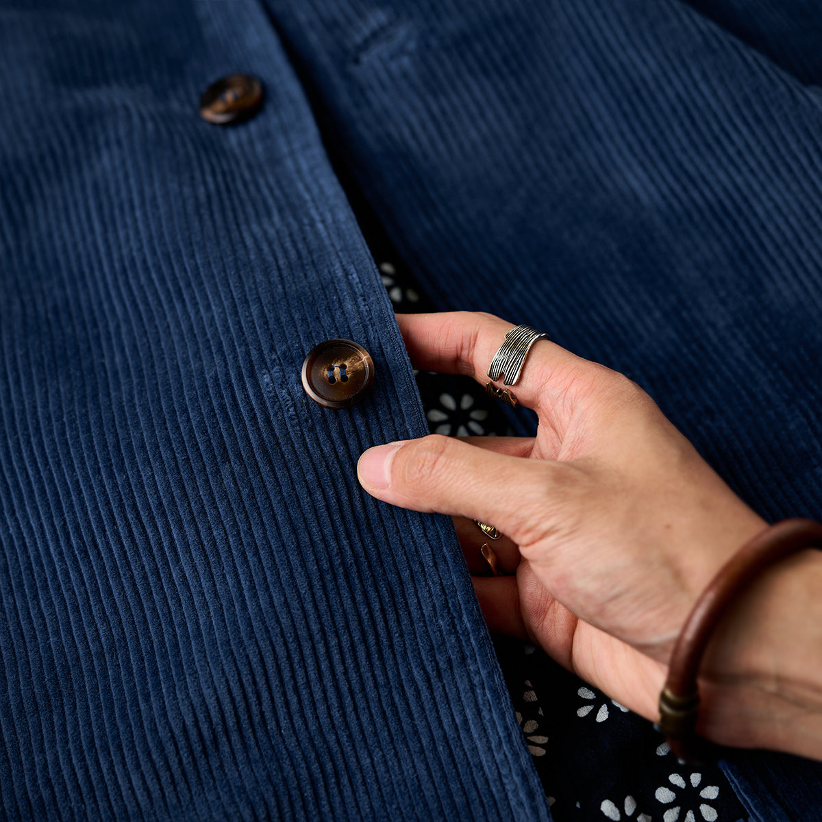 ネイビー ソラ コーデュロイワークジャケット