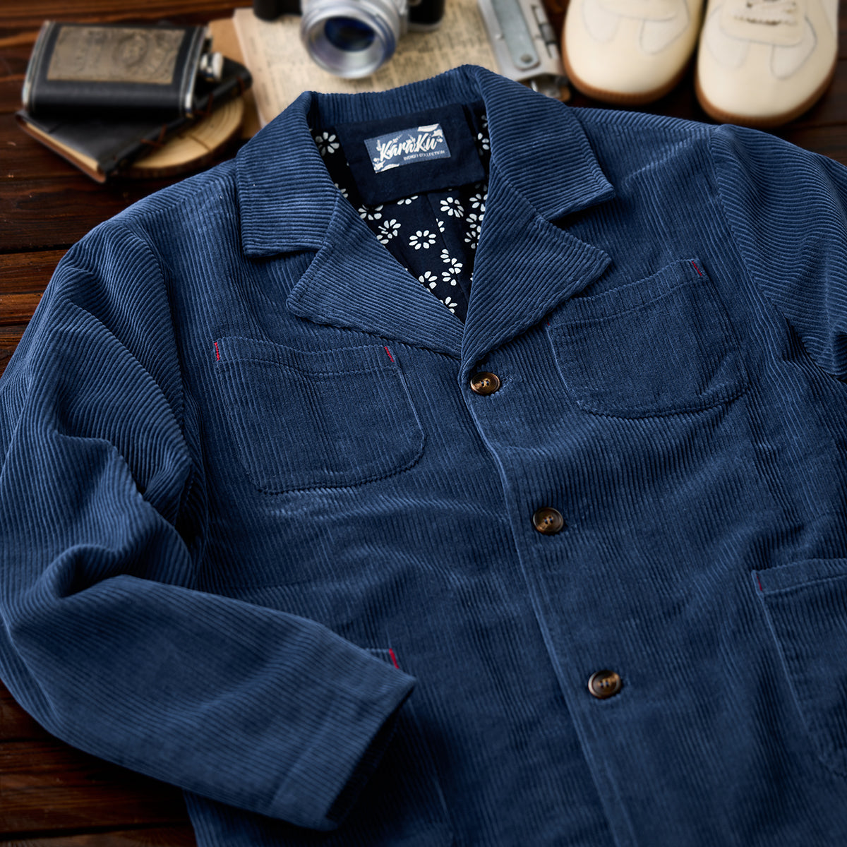 ネイビー ソラ コーデュロイワークジャケット