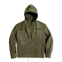 カズオ オリーブ ミリタリーレースアップ パーカー