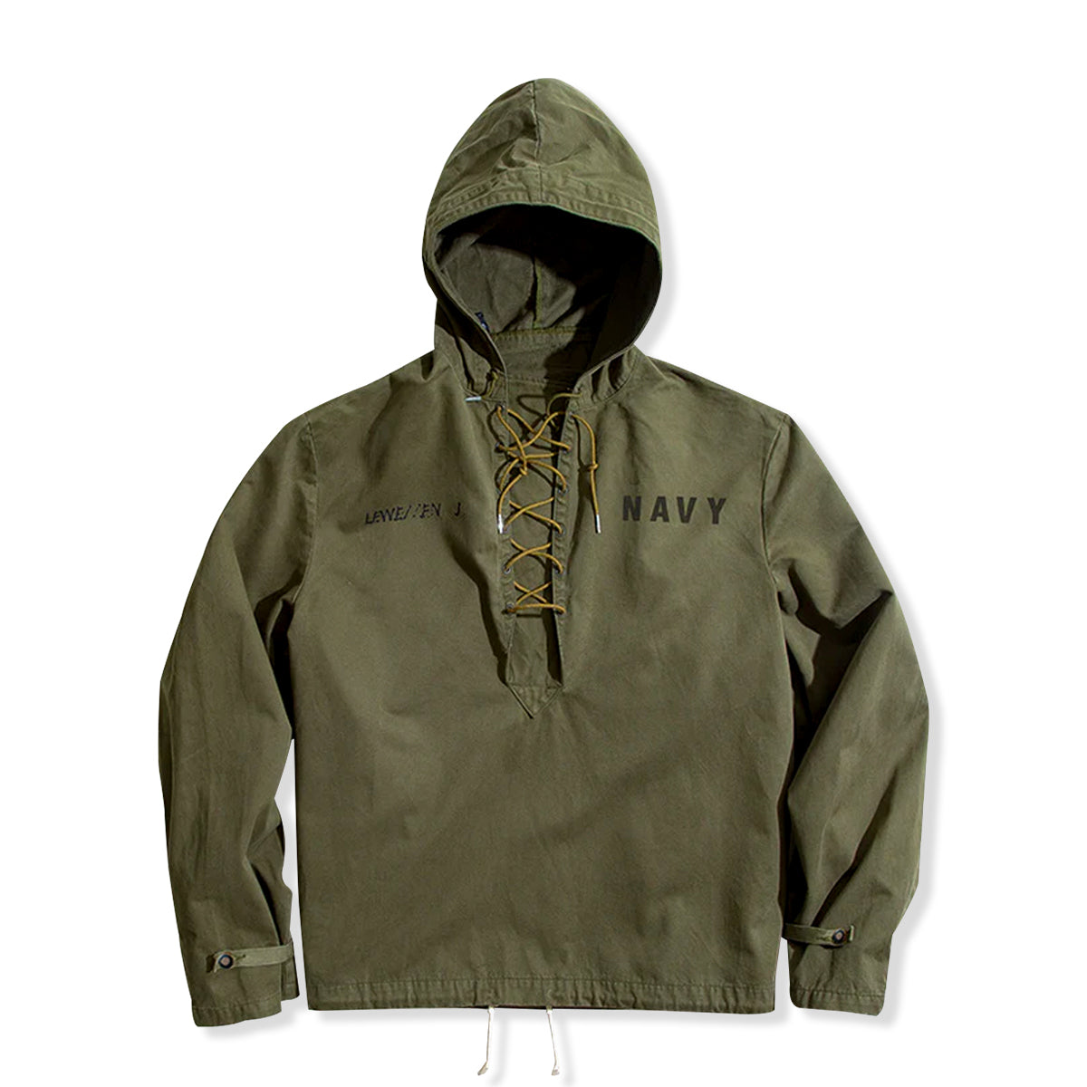 カズオ オリーブ ミリタリーレースアップ パーカー