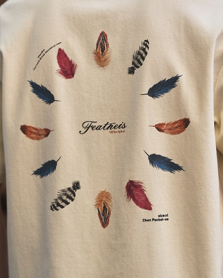 フェザーアートバックプリントTシャツ