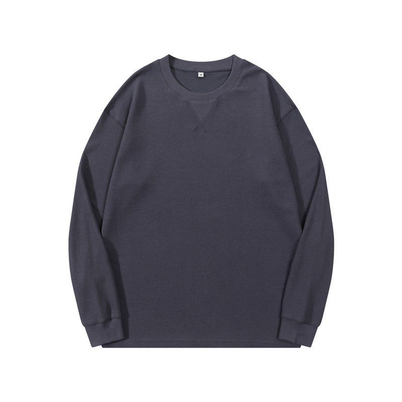 サーマル長袖Tシャツ メンズ — ワッフル編みコットンのリラックスカットソー