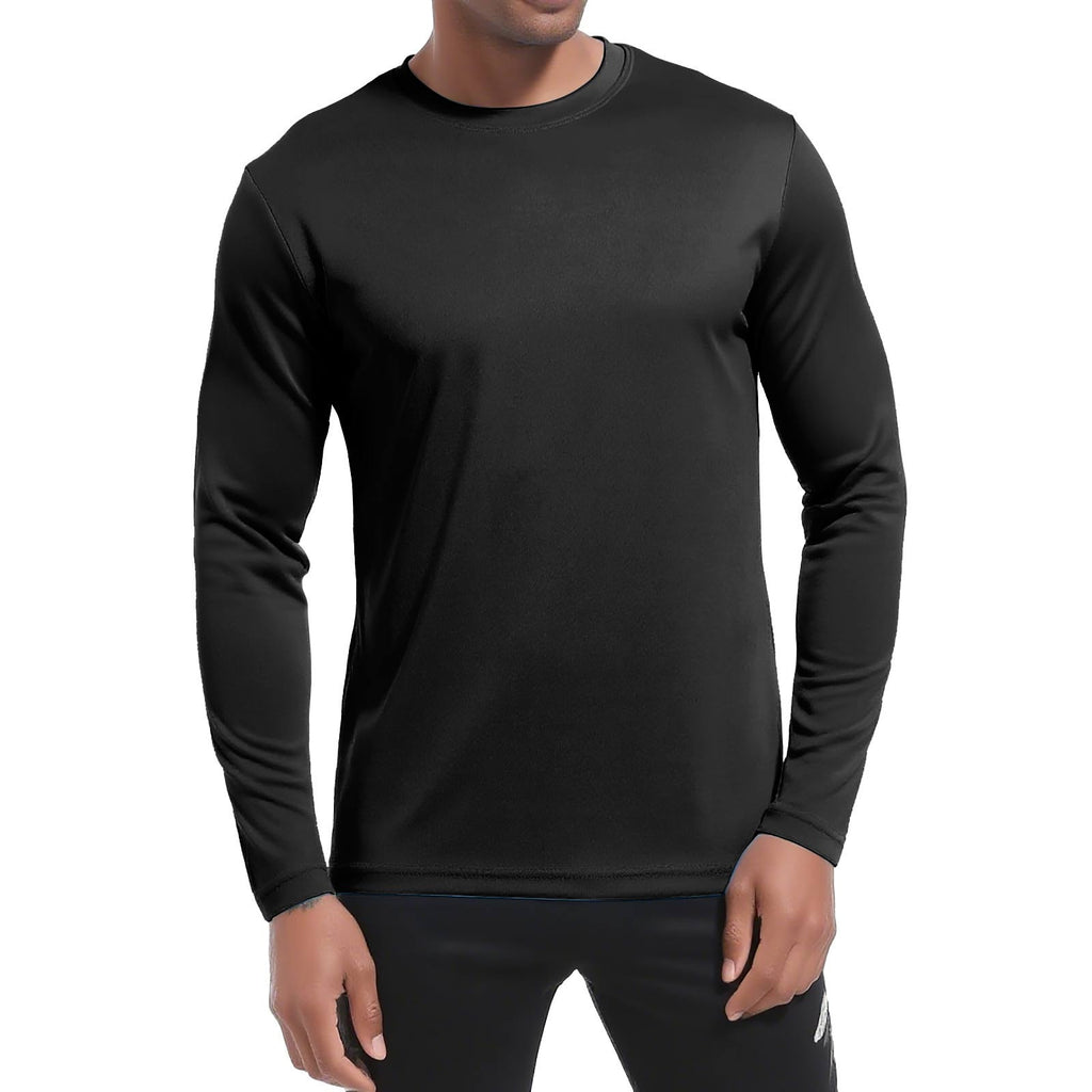 メンズ長袖ラウンドネックTシャツ（ブラック）