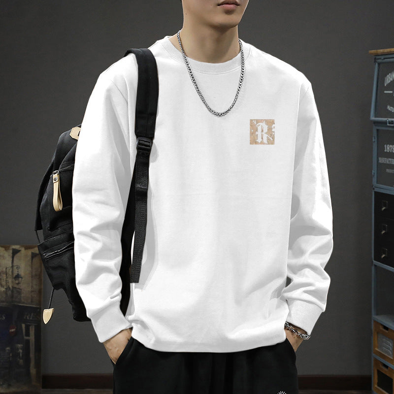 ヘビーコットン長袖Tシャツ メンズ — ワンポイントプリントのオーバーサイズカットソー
