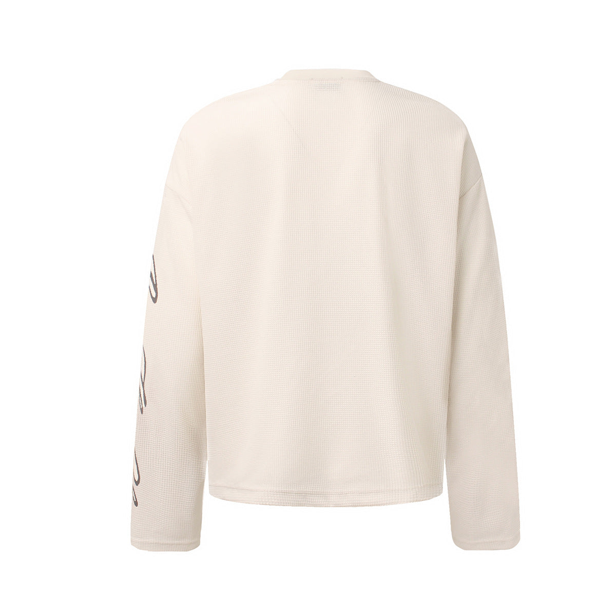 ワッフル長袖Tシャツ メンズ — サーマル編みのグラフィックプリントカットソー