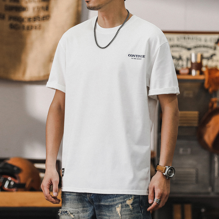メンズ コットンアウトドアバックプリントTシャツ — ネイチャーグラフィックのビッグシルエット半袖