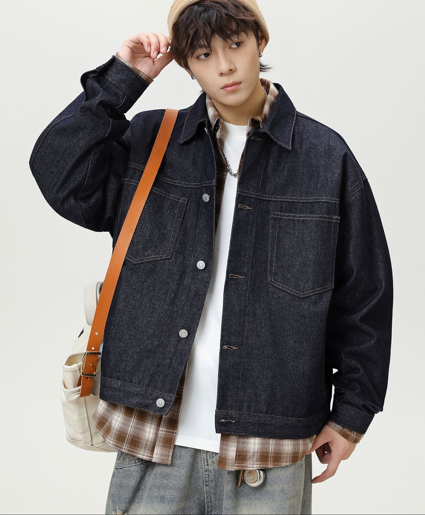 デニムジャケット メンズ — 濃紺リジッドデニムのオーバーサイズGジャン