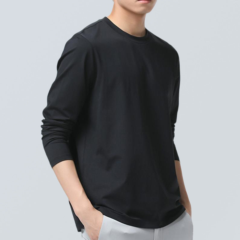 メンズ長袖ラウンドネックTシャツ（黒）