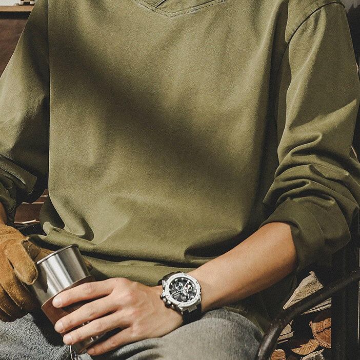 ダブルカラーロングスリーブスウェット