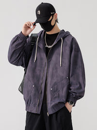 フード付きジャケット メンズ — タイダイ加工コットンのジップアップブルゾン