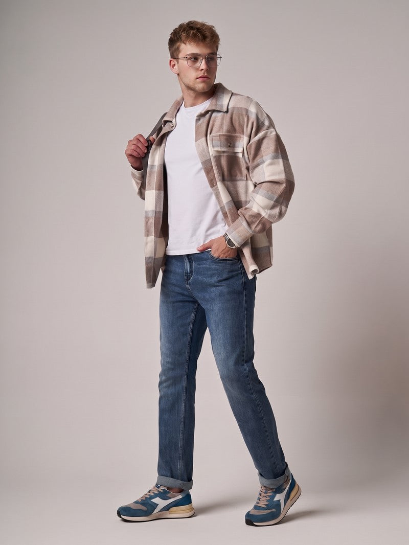 メンズデニムパンツ、ヴィンテージ調のストレートレッグ（ブルー）