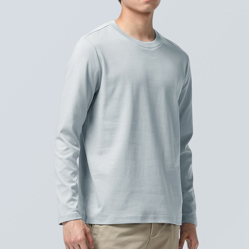 メンズ長袖ラウンドネックTシャツ（薄ブルー）