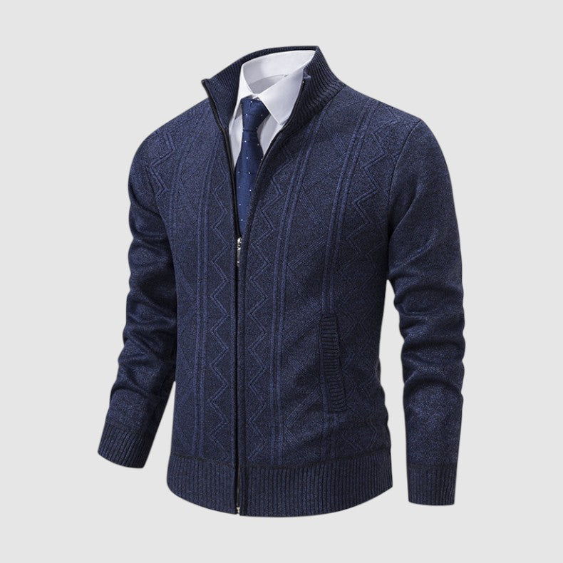 ケン ジオメトリック ジップアップ ニットジャケット