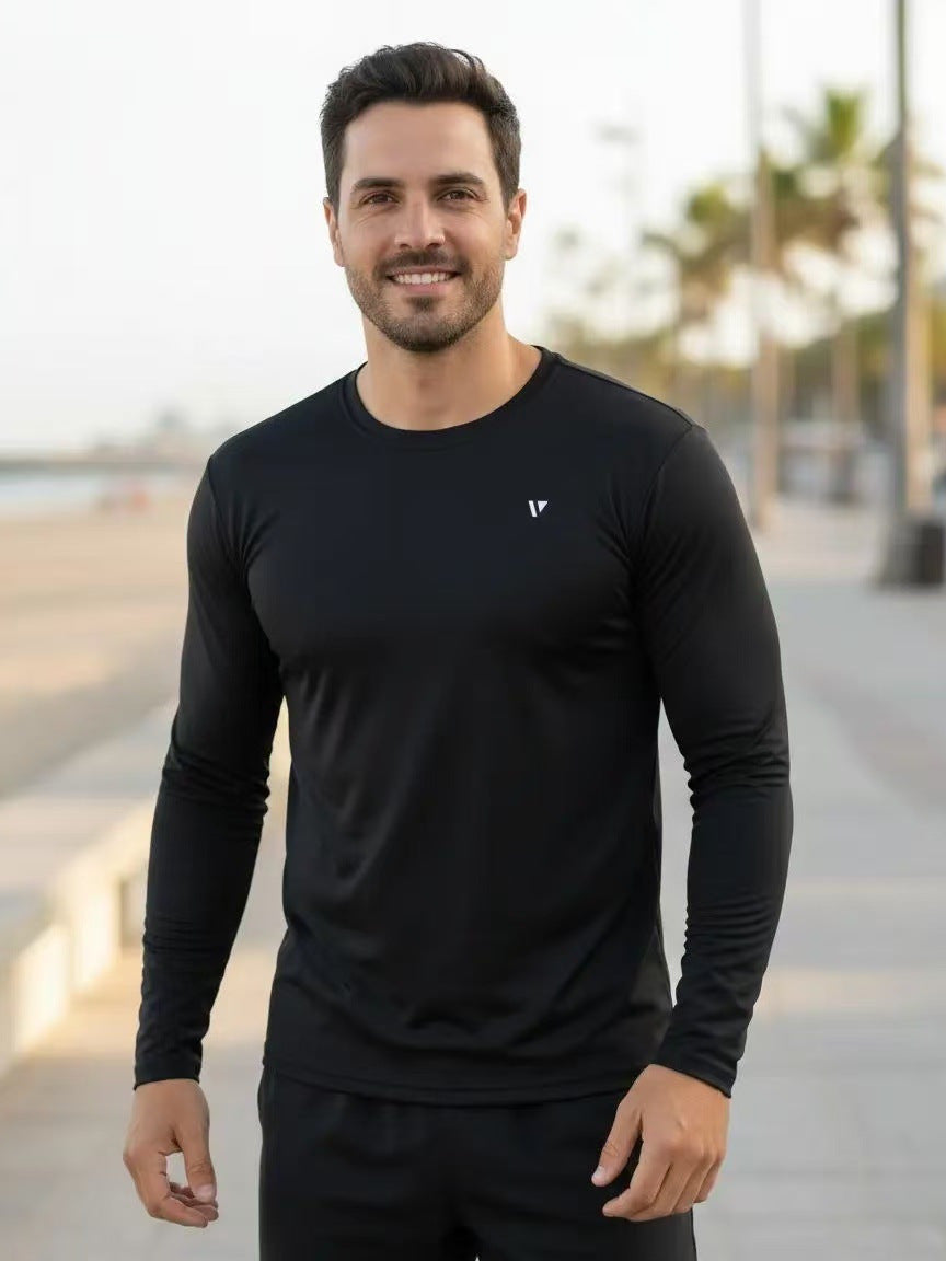 吸汗速乾ドライ長袖Tシャツ メンズ — ストレッチのスリムフィットスポーツカットソー