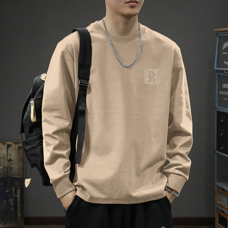 ヘビーコットン長袖Tシャツ メンズ — ワンポイントプリントのオーバーサイズカットソー