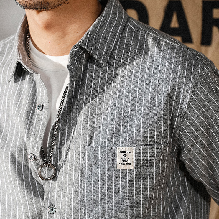 カサイストライプカジュアルシャツ