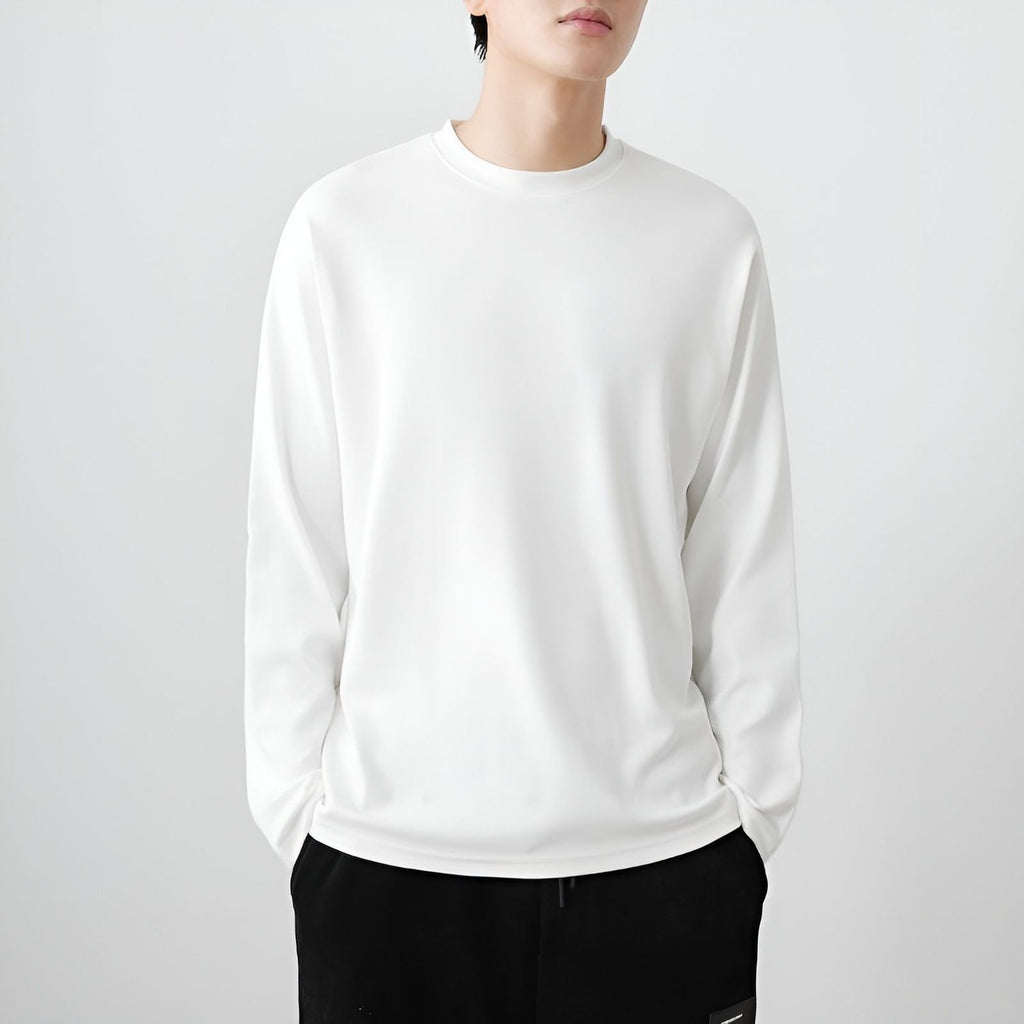 白の長袖クルーネックTシャツ（ゆったり）