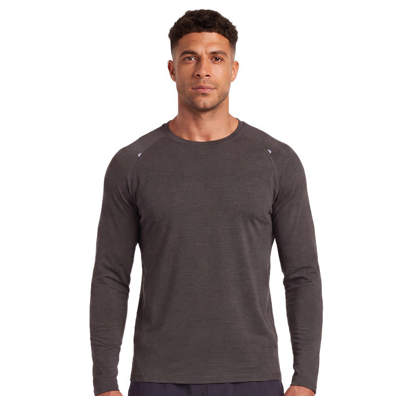 長袖Tシャツ メンズ — 杢調ストレッチ素材のトレーニングカットソー