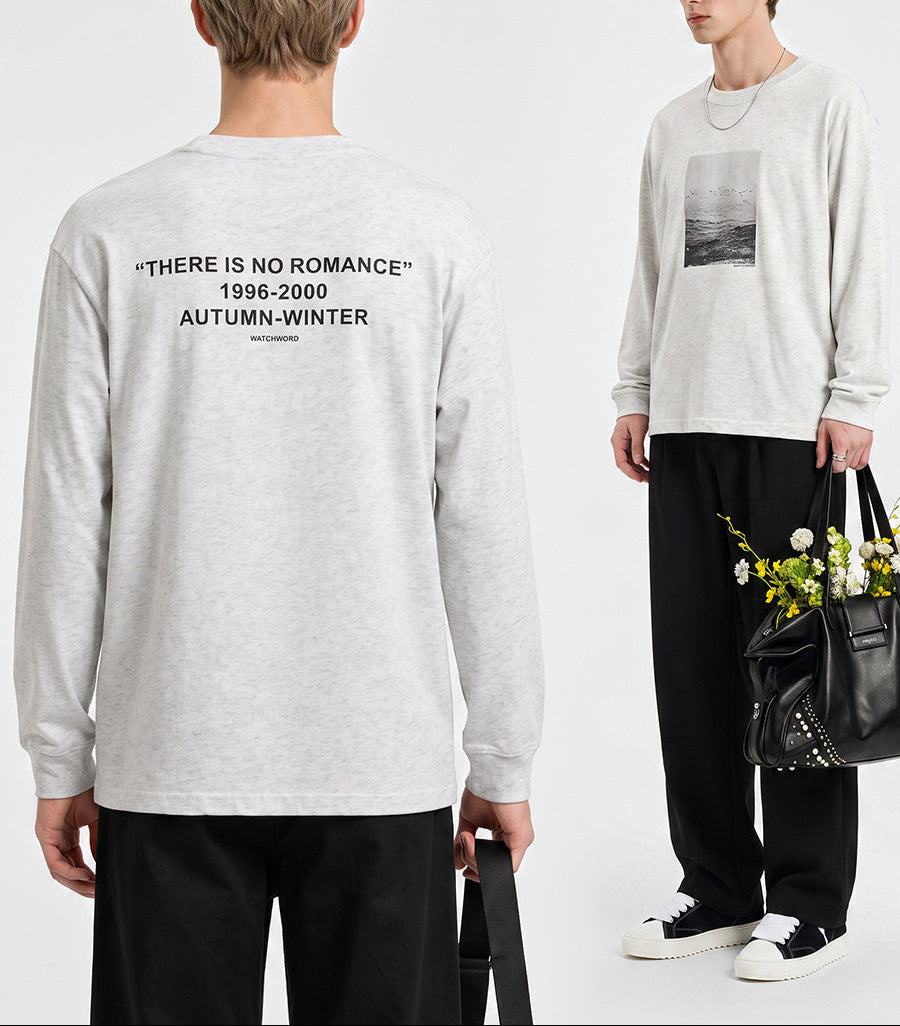 長袖Tシャツ メンズ — グラフィックプリントのオーバーサイズカジュアルコットンロンT