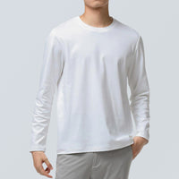 メンズ長袖ラウンドネックTシャツ（白）