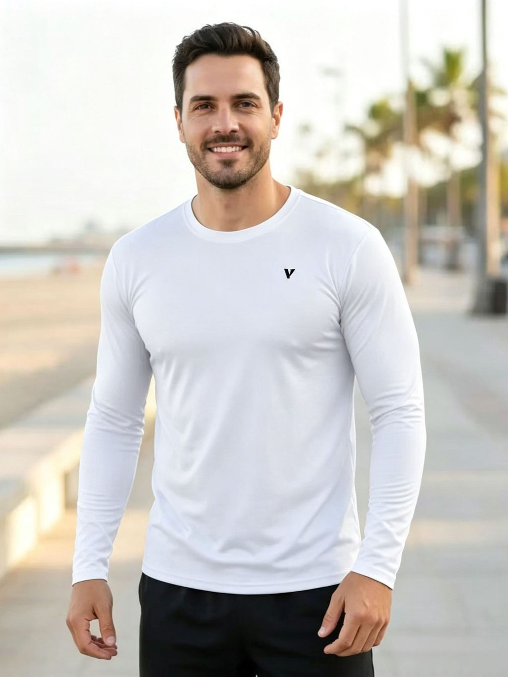吸汗速乾ドライ長袖Tシャツ メンズ — ストレッチのスリムフィットスポーツカットソー