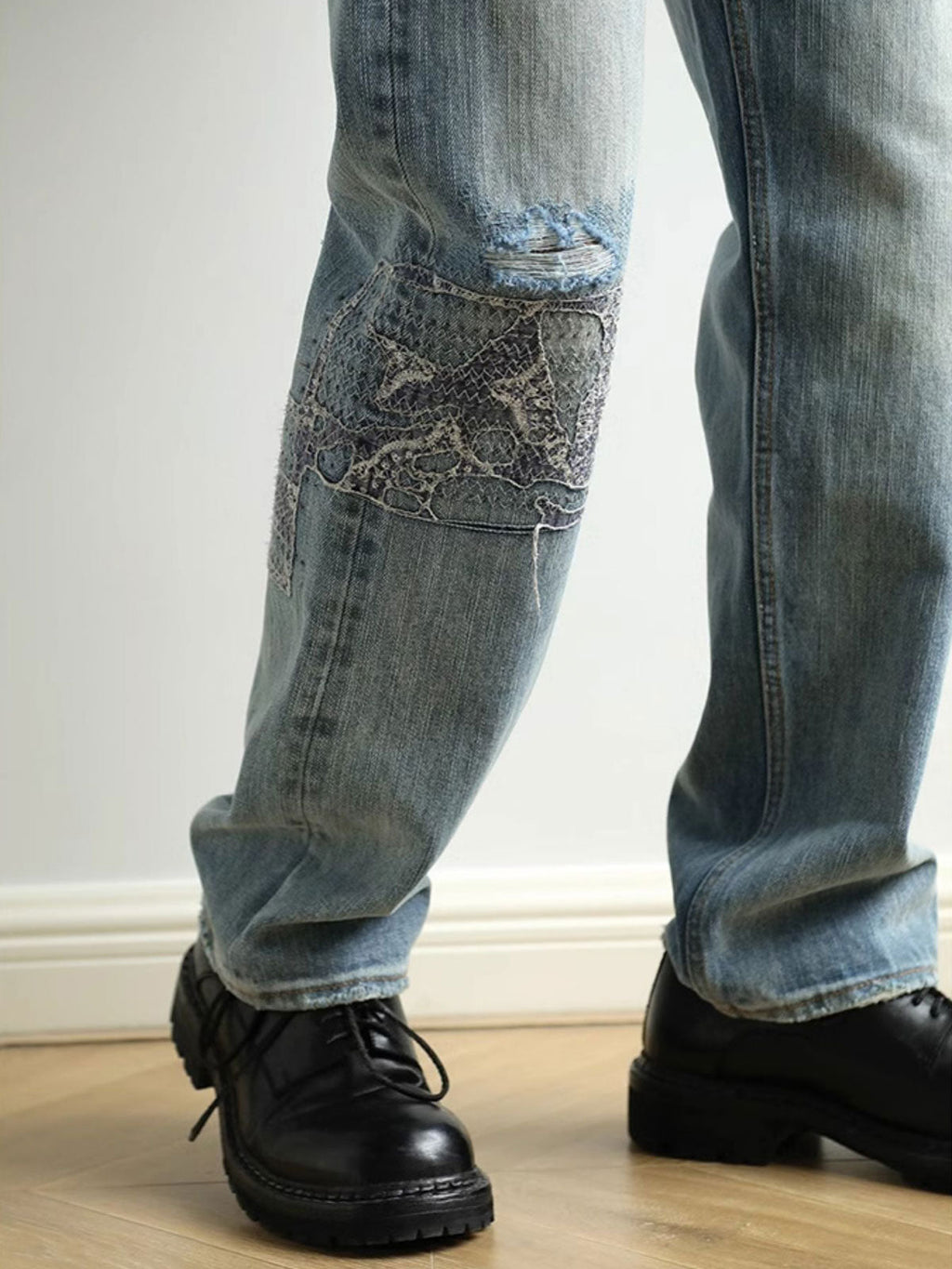 アオイリペアデニムジーンズ