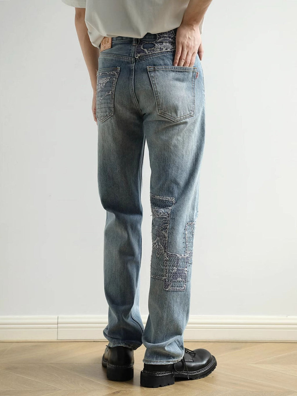 アオイリペアデニムジーンズ