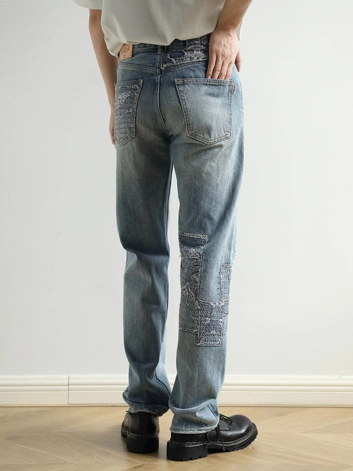 アオイリペアデニムジーンズ