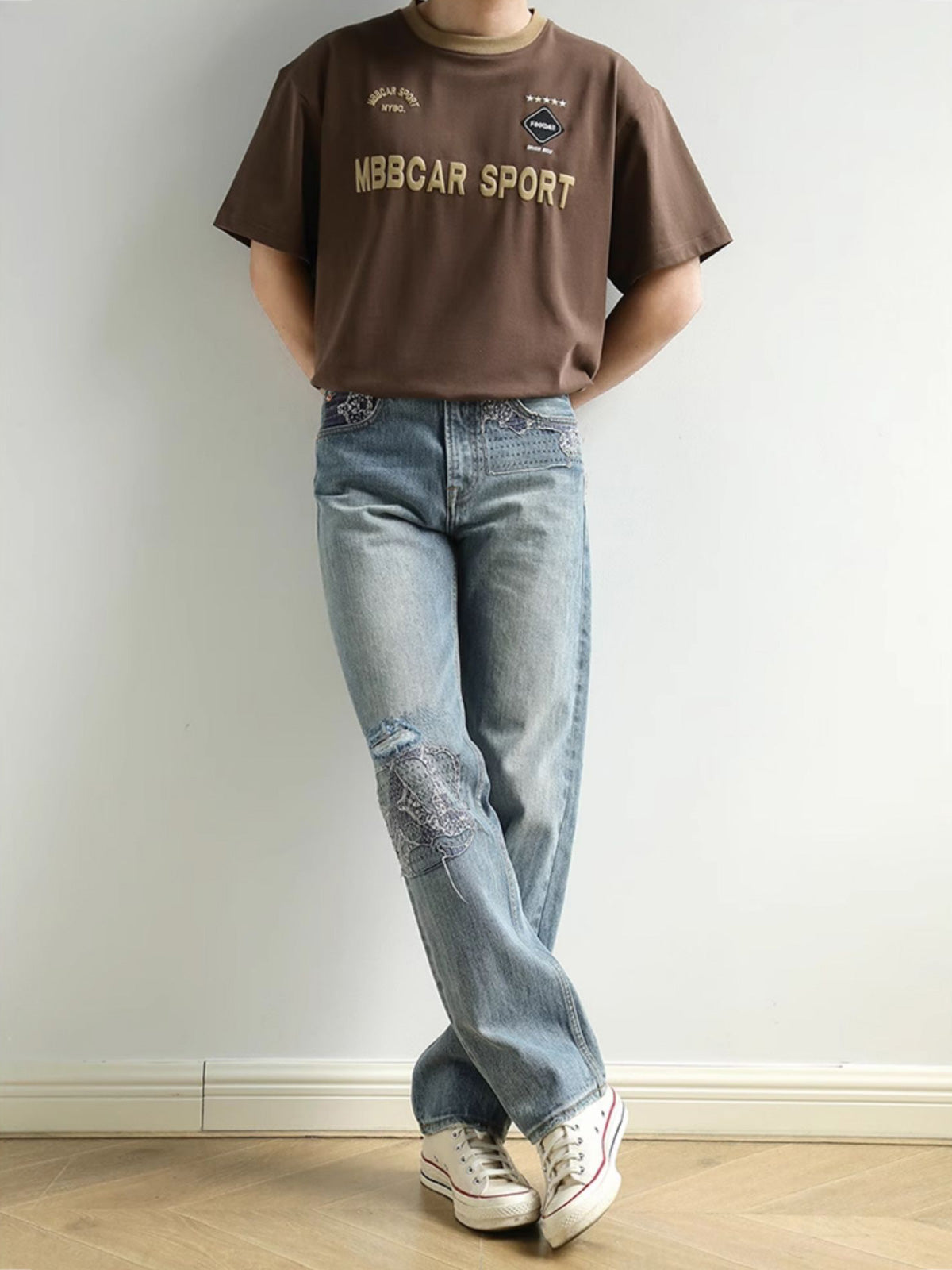 アオイリペアデニムジーンズ