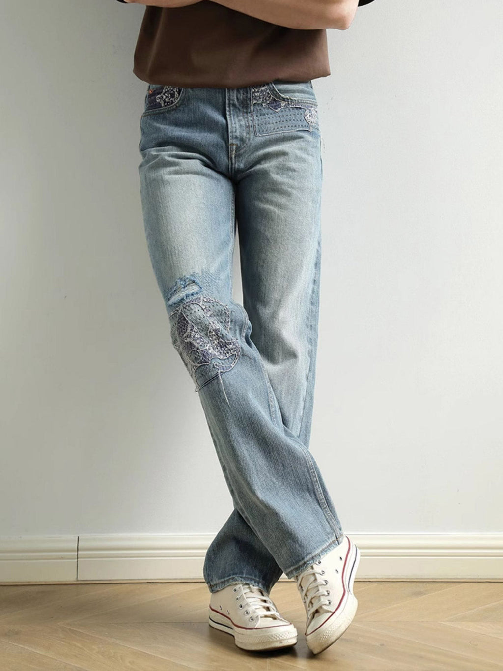 アオイリペアデニムジーンズ