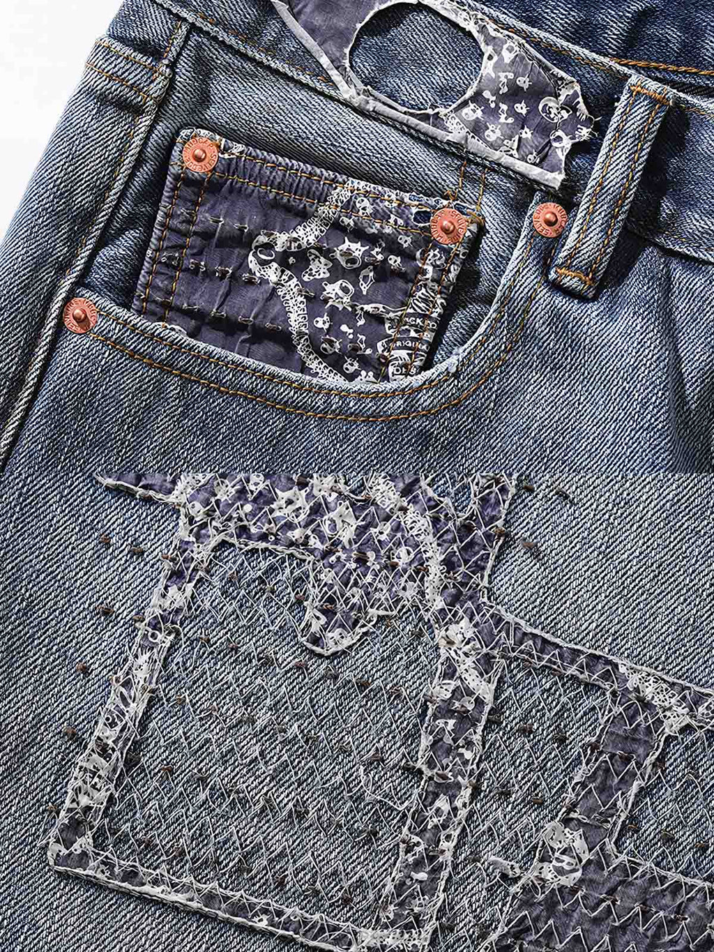 アオイリペアデニムジーンズ