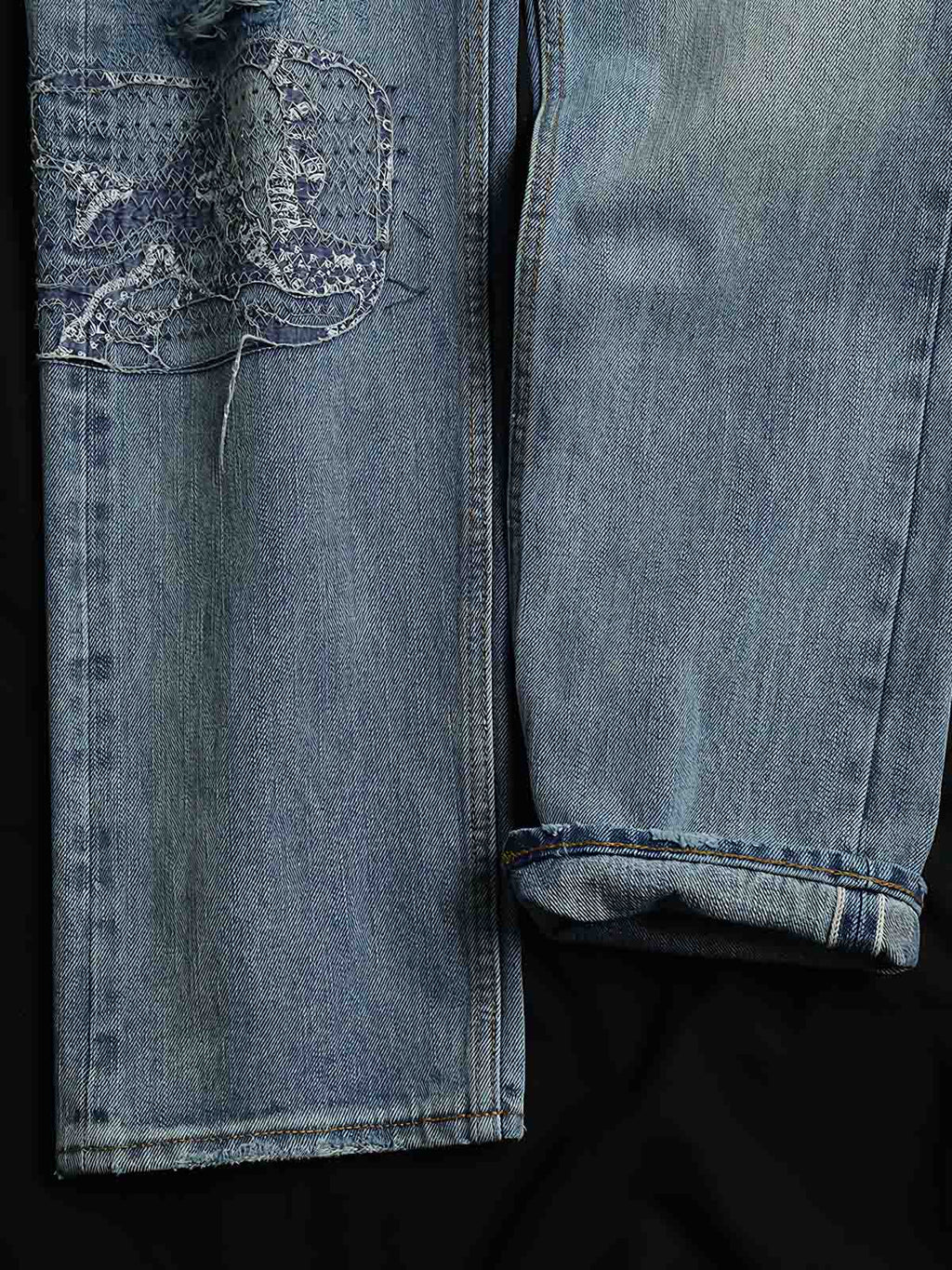 アオイリペアデニムジーンズ