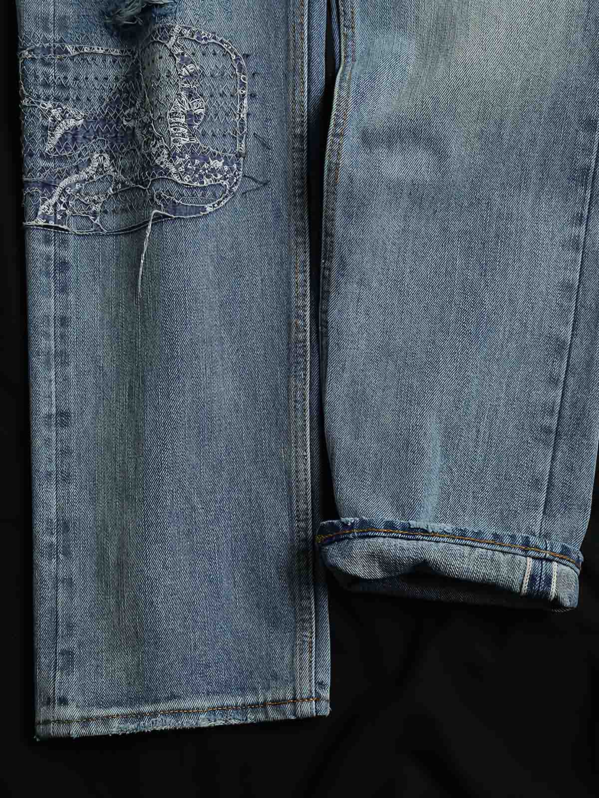 アオイリペアデニムジーンズ