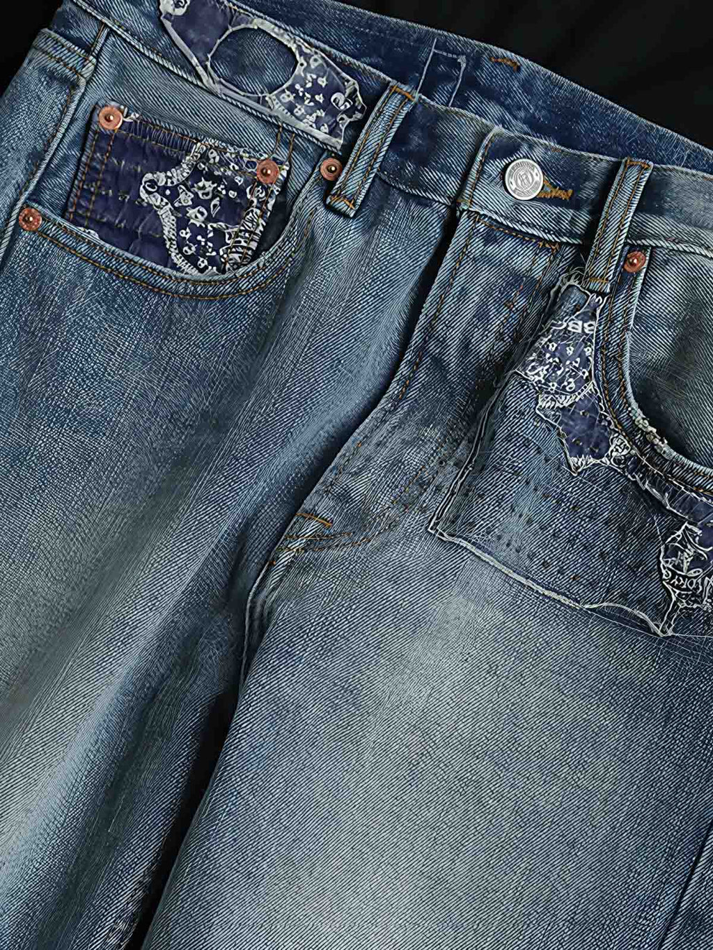 アオイリペアデニムジーンズ