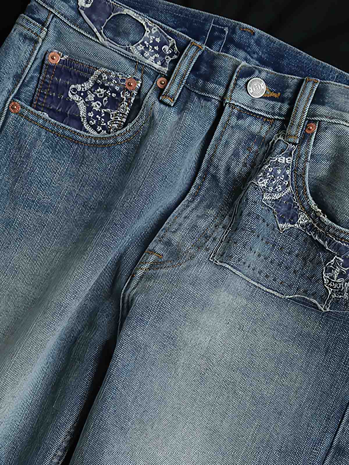 アオイリペアデニムジーンズ