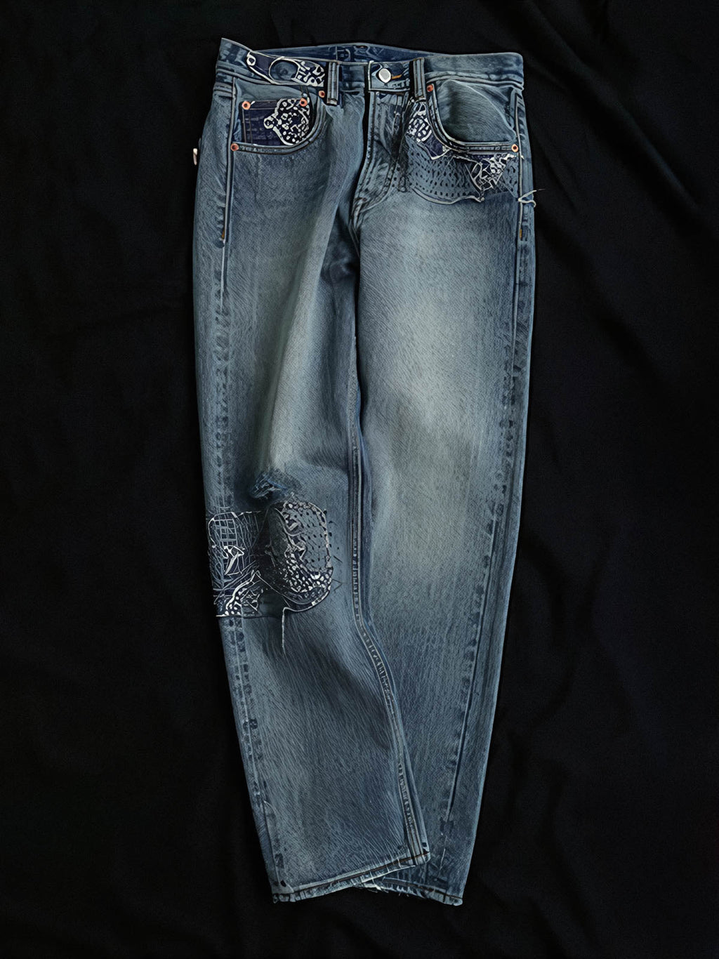 アオイリペアデニムジーンズ