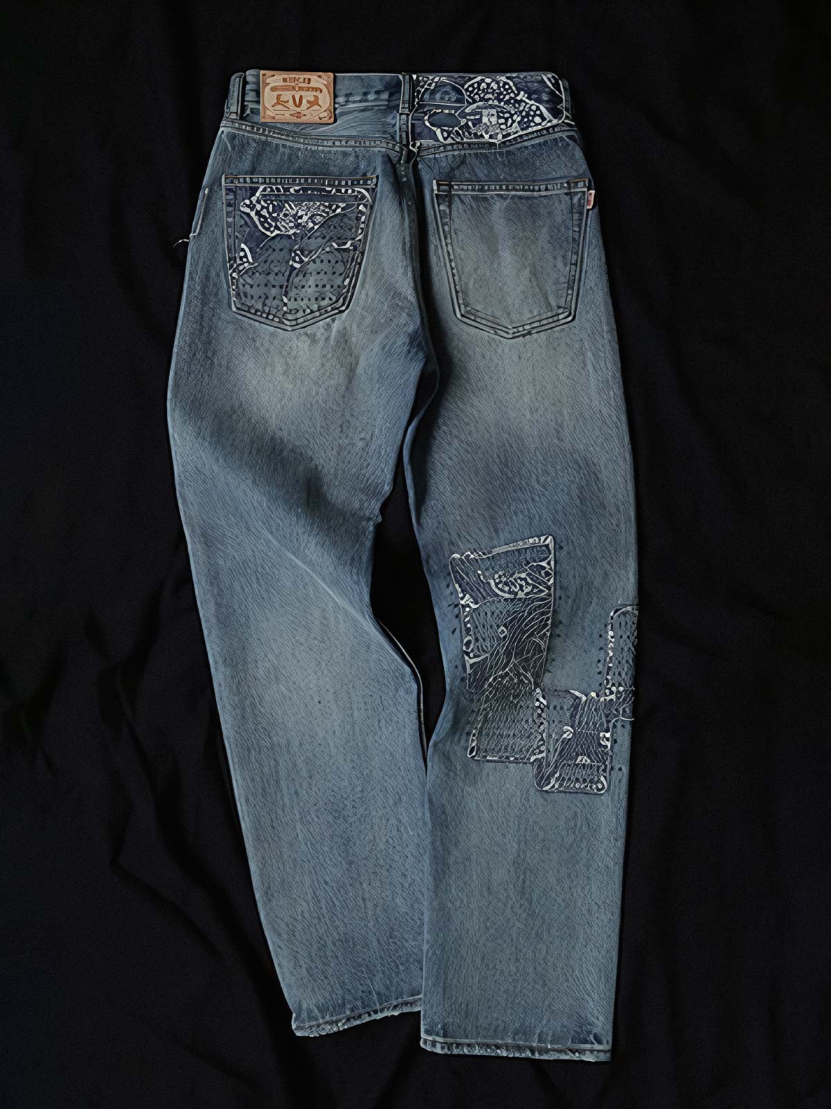 アオイリペアデニムジーンズ